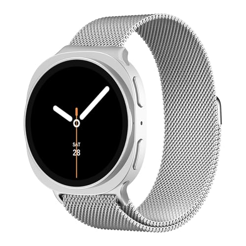 Image of VEMIGON Milanese Loop Metal Band Compatible with Samsung Galaxy Watch 8 40mm 44mm / Watch 8 Classic 46mm, Mesh Magnetic Stainless Steel Replacement Strap (Watch Not Included)