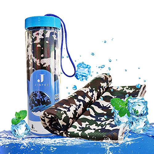 J JINPEI Toalla Fría Instantánea Frío de Toalla para Gimnasio Tenis Yoga Ciclismo Runing Golf - 1 Pieza (Camuflaje Verde)