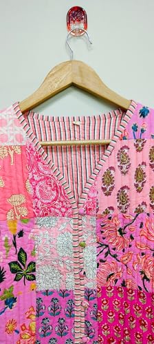 Handmade Women's Kantha Jacket, Unisex Patchwork Indian Cotton Kantha Jacket4