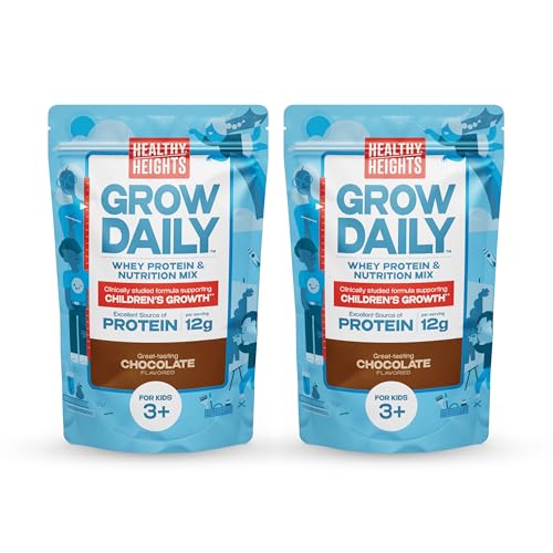 Healthy Heights Kids Protein Shake Mix. Great Tasting Nutritional Drink That Helps Kids Grow with 12 g Protein, Vitamin C and Zinc. Gluten Free and Soy Free.