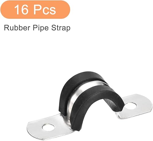 Miniatura 3 de uxcell 16 abrazaderas de cable de 0.472 in (12 pulgadas), correa de goma acolchada de goma de acero inoxidable 304 abrazadera de manguera de acero