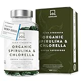 Organic Spirulina and Chlorella Capsules - Spirulina Powder and Chlorella Powder - Broken Cell Wall - 1800mg per Serving - 200 Capsules - Vegan