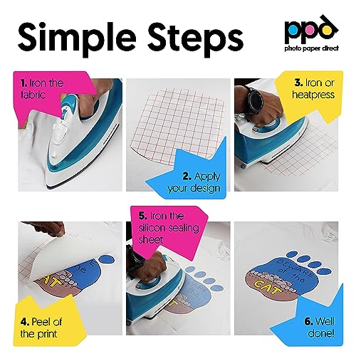 Image of PPD 50 Sheets 8.5x11 inch Iron-on Heat Transfer Vinyl Paper Light Fabrics