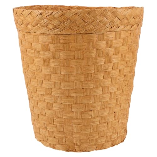 TOGEVAL Cesto de Basura de Mimbre Artesanal Papelera Tejida de Bambú Tamaño Mediano Color Natural Multifuncional para Dormitorio y Cocina Cesta Ecológica Ligera y Práctica para