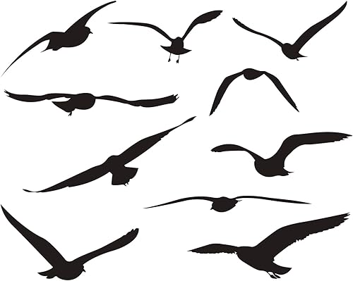 MEFOSS Calcomanías de pared de gaviota 3D para despegar y pegar, calcomanías de vinilo para decoración de pared de pájaros marinos voladores para