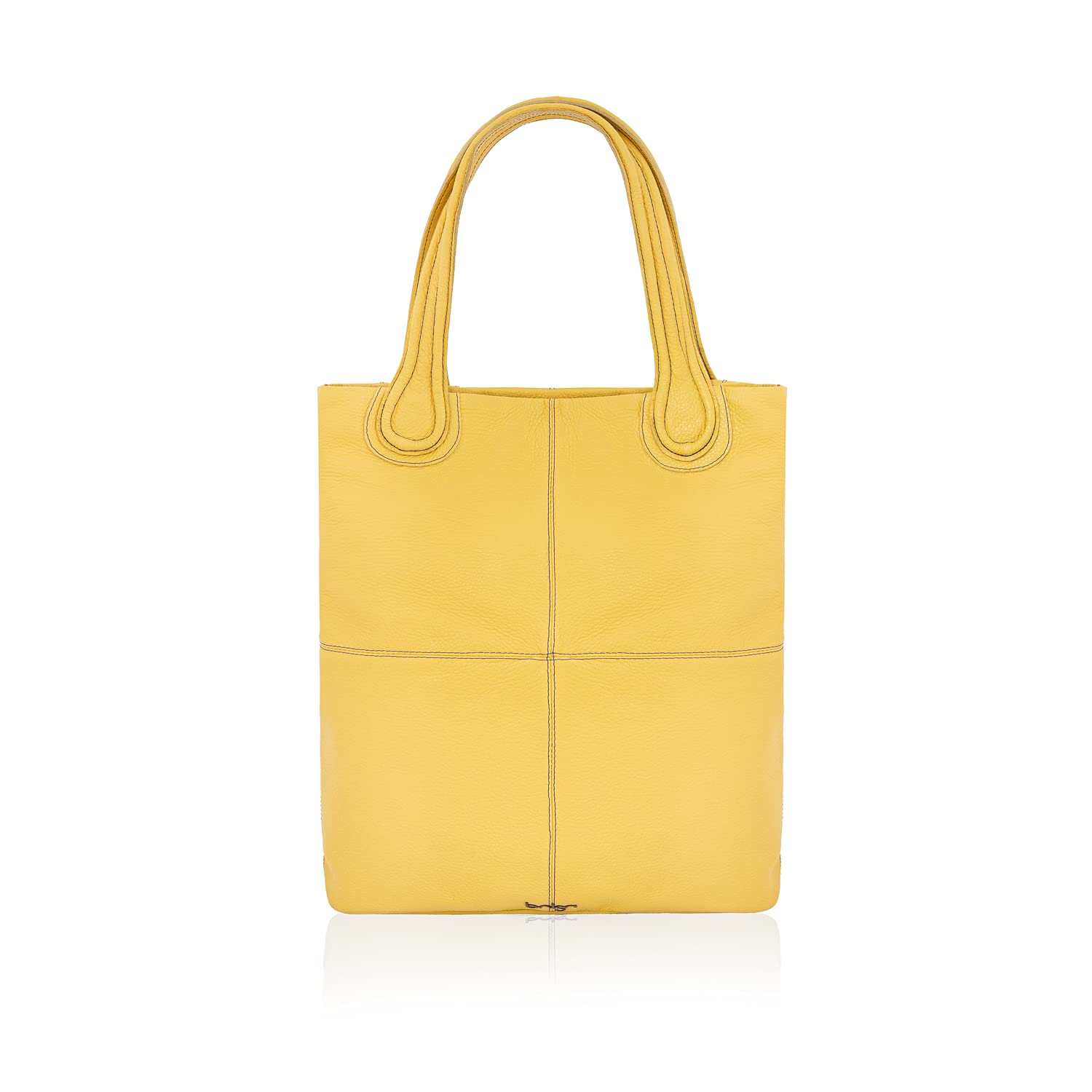 Bolsa Bolso de mano de piel para mujer, diseño Magnifica, grande, color amarillo