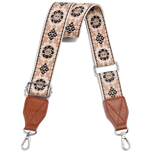 Image of Purse Strap,1.5 inch Leather End Shoulder Strap Adjustable Replacement,Retro Multi-Pattern Crossbody Bag Straps