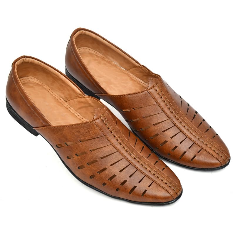 Ethnic Jutti for Men Tan Size 10 UK/IND-image-14