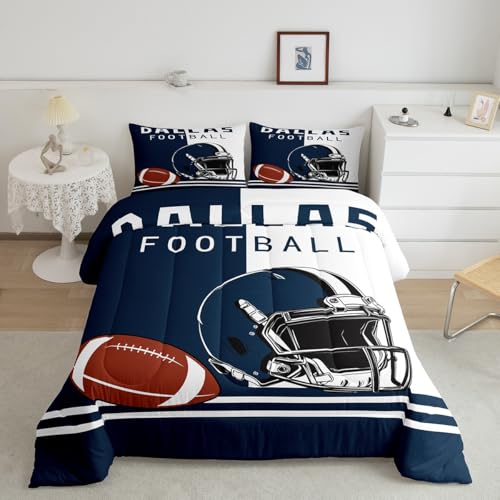 Image of Feelyou Kids American Football Bedding Set King Size, Football Comforter Set Boys Girls Sports Duvet Insert Teens Bedroom Decor with 2 Pillow Case
