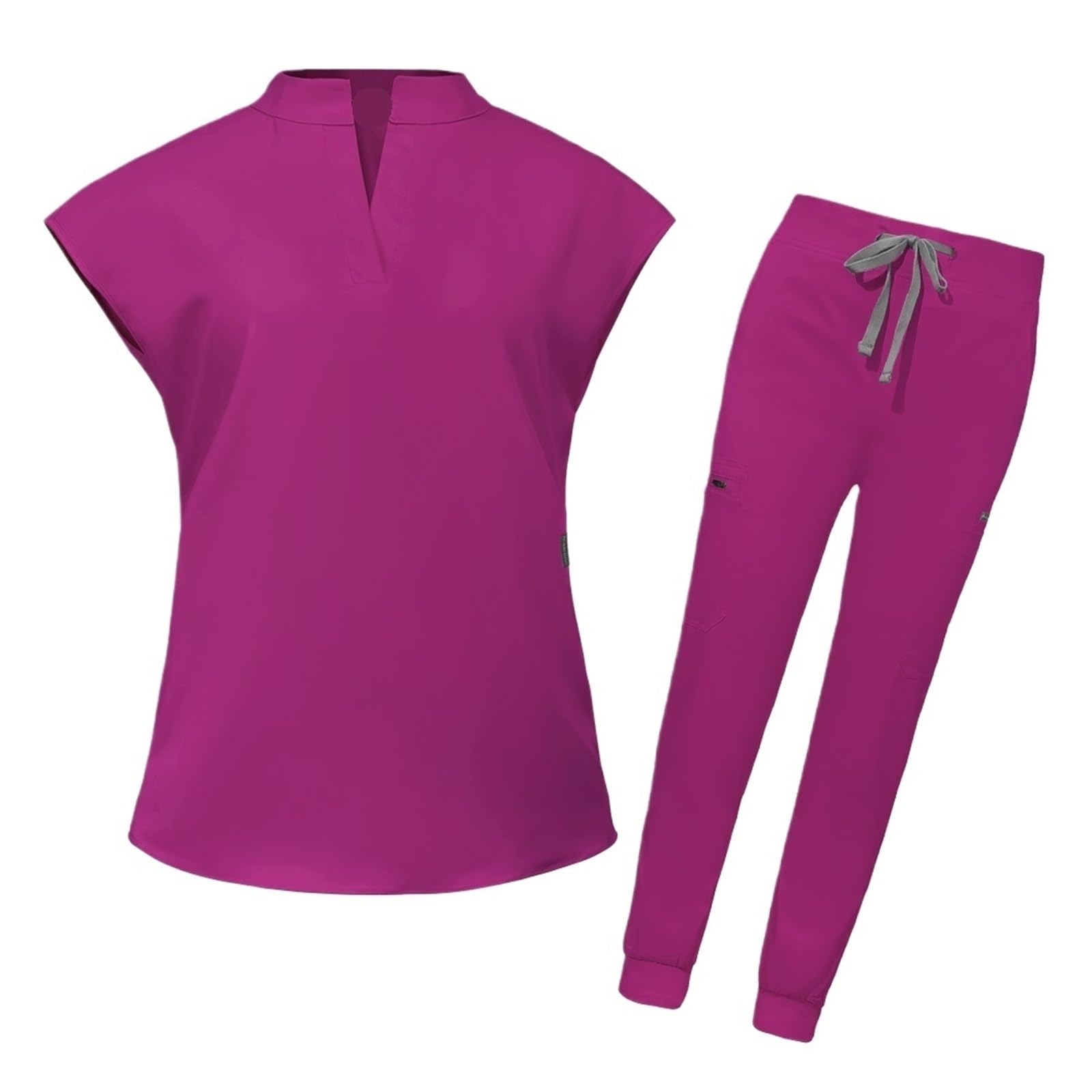 Divisa da Infermiera Uniformi Donna Set da Lavoro Camici Chirurgici Infermieri Accessori Ospedale Clinica dentistica Salone di Bellezza Abiti da Lavoro Abiti per Lavoro(Rose Red,M)