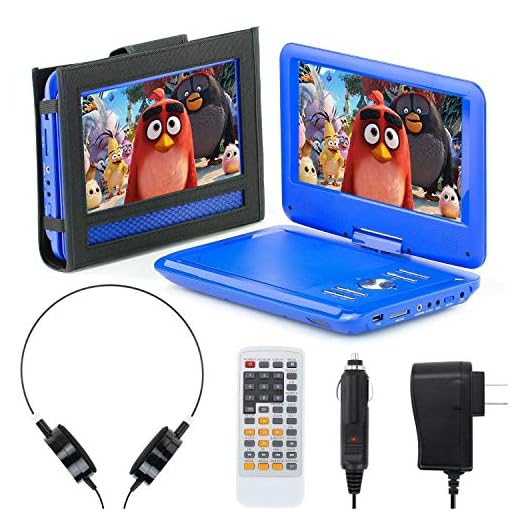eXuby 11.5" Portable DVD Player for Car, Plane & More - 7 Car & Travel Accessories Included - 9" Swivel Screen - Whopping 6 Hour Battery Life - Perfect Portable DVD Player for Kids - Blue