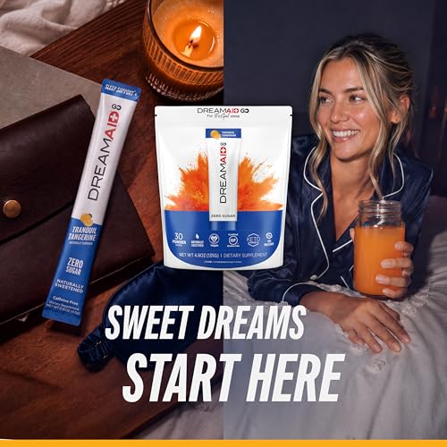 Image of Sleep Aid Drink with Melatonin + Chamomile, DreamAid Helps Adults Fall Asleep Faster, Sleep Longer and Waking up Feeling Rejuvenated - Zero Sugar & Keto Friendly, 30 Count (Pack of 1)