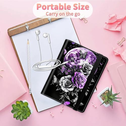 Image of Photo Album 4x6 120 Pockets Photos with Strong Elastic Band, Small Mini Albums Sheet Protector Folder for Photos, Album for Family Wedding Women Men Baby Vacation Gift, Purple Moon Rose