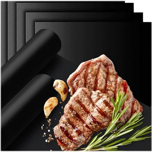 KRUMAD Lot de 5 tapis de cuisson permanents pour four et barbecue à gaz, tapis de barbecue antiadhésif et réutilisable, papier sulfurisé de rechange, tapis de cuisson résistant à la chaleur