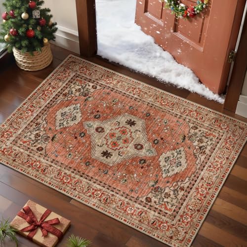 Image of Tangsoo Boho Small Area Rug, 2x3 Washable Throw Rugs for Entryway, Non Slip