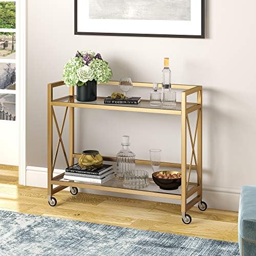 Holly 38'' Wide Rectangular Bar Cart in Brass