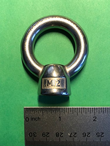 Image of US STAINLESS Stainless Steel 316 Lifting Eye Nut M12 Marine Grade 12mm Pitch of 1.75