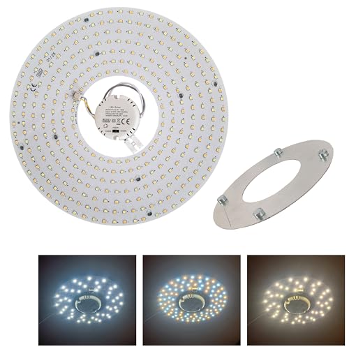 MAKA Circolina LED Universale per Plafoniere con Cambio Temperatura (6500K - 4000K - 3000K), Plafoniera LED con Magnete, Installazione Facile (Switch, 53W)