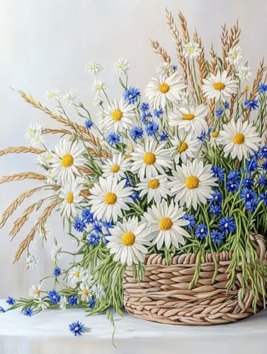 Peinture par numéro adulte marguerite décoration salon 40x50cm