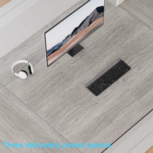 Image of HSH 78 Inch Long Home Office Desk, Extra Large Grey Computer Desk for 2 Person, Industrial Wooden and Metal Executive Work Writing Study Gaming Desk Table, Modern Bedroom PC Laptop Desk Double Desk