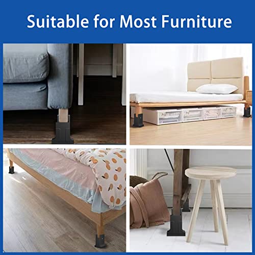Jofung Bed Risers (Up To 3.4 Inch) With Adjustable Screw Clamp, Suitable For Bed/Sofa/Desk/Table And Chair Leg Diameters 0-1.5”, Supports Up To 5000 Lbs, Black #TOP5