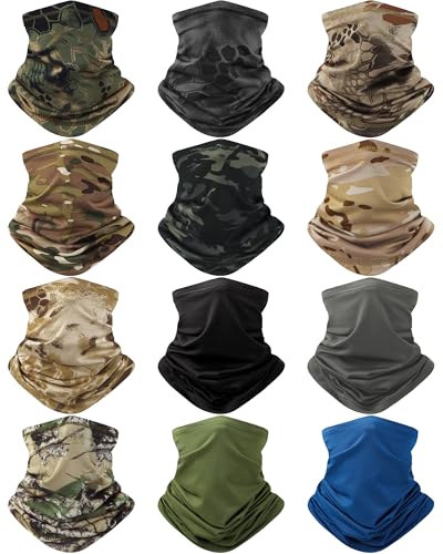 Image of Cuffbow 12 Pack Men Balaclava Neck Gaiter Cooling Breathable Face Mask UV Protection Scarf Hiking Bandana for Men /Women