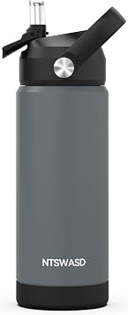 Kids Water Bottle with Straw,18 oz Boys Insulated Cups with Stainless Steel Leak Proof for School Boys Girls,Sport&TravelGrey