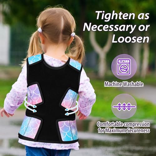 Image of Janmercy Kids Compression Vest Ages 2 to 9 Soft Adjustable Breathable Neoprene Comfort Vest for Boys Girls School Home Daily(Mermaid,Small)