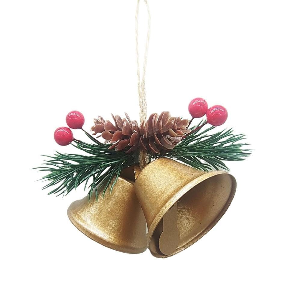 ASTARON 12 Weihnachtsglocken Ornamente Gold - Mit Stechpalmenbeeren Deko