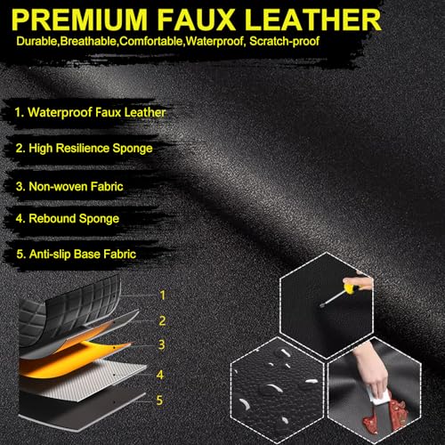 Image of Front Seat Covers for Mitsubishi Eclipse Cross 2018-2026 2027 Faux Leather | Waterproof Breathable Scratch Resistant 360 Wrap Airbag Compatible Easy Clean（2 Seats,Black & Grey)