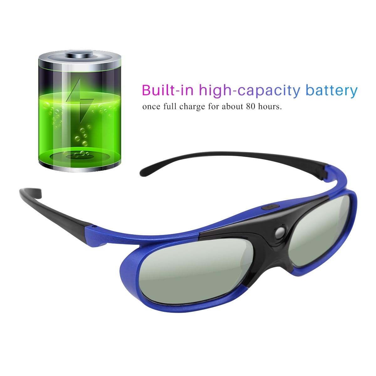 Lunettes 3D rechargeables à obturateur actif pour tous les projecteurs DLP Link 3D rechargeables compatibles avec projecteur DLP ViewSonic BenQ Optoma Viewsonic DLP, FBA-178ZW-yanjing