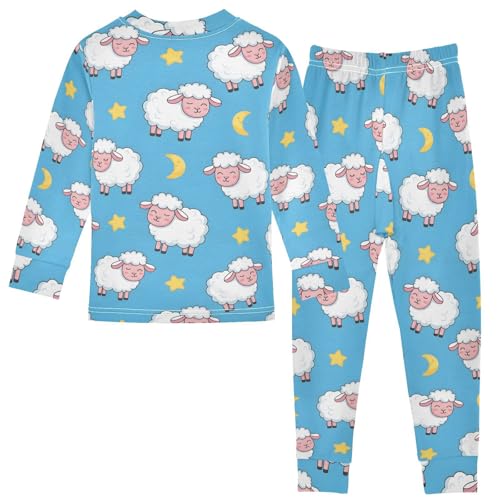 Pajama Sets Long Sleeve Sheep and Stars on Blue Soft Comfy Sleepwear 2 Piece PJS 3-8T3