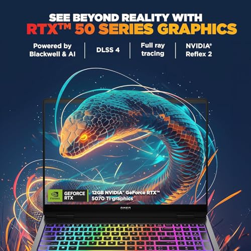 Image of HP Omen 16 Max, Intel Ultra 9 275HX, 12GB NVIDIA RTX 5070 Ti (32GB DDR5,1TB SSD) 240 Hz, 3ms, IPS, WQXGA, 16'' /40.6Cm, Win11, M365* Office24, Black, 2.75Kg, ah0190TX, RGB Backlit, AI Gaming Laptop