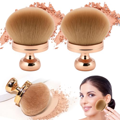 セルフタンナー用特大ボディメイクブラシ、2025年新幅3インチセルフタンニングブレンドブラシ、ファンデーション、セルフタンナー、パウダー、フェイス、ボディ用オーバルフェイスレッグメイクアップブラシ(2個ローズゴールド)