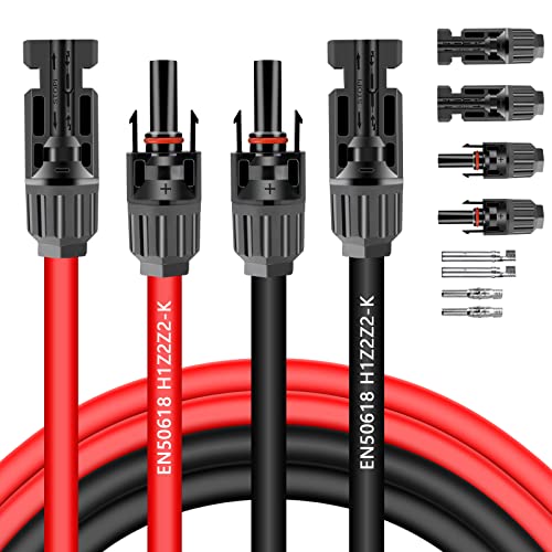 ANDIMEI Cable d'Extension de Panneau Solaire - 10AWG 6mm² 1m Rallonge Solarpanel avec Connecteur 2 Femelle et 2 Mâle, IP68 Etanche Cable Solaire pour Cellules Panneau Solaires Montage Photovoltaïque Cover