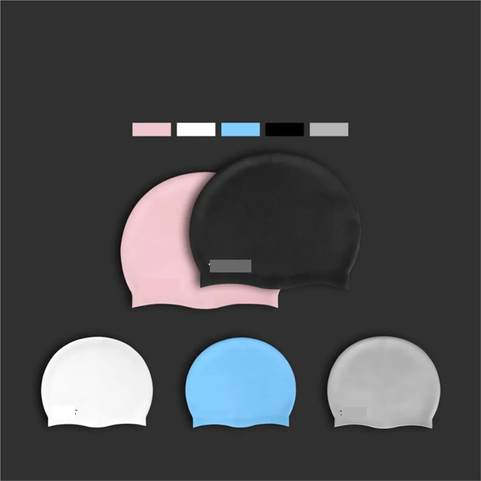 Gorro de natación Antideslizante Silicona, Gorro con Orejas, Impermeable for Hombres y Mujeres, 2 uds para Uso En Piscinas