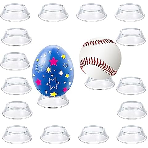 TERDEWE 16 Pack Baseball stand ,Easter Eggs Stand ,Reversible Sphere Stand,Cone Display Stands ,for wooden Egg Spheres,Baseball,Golf Ball,Softball,Transparent Invisible Egg Holder Cover