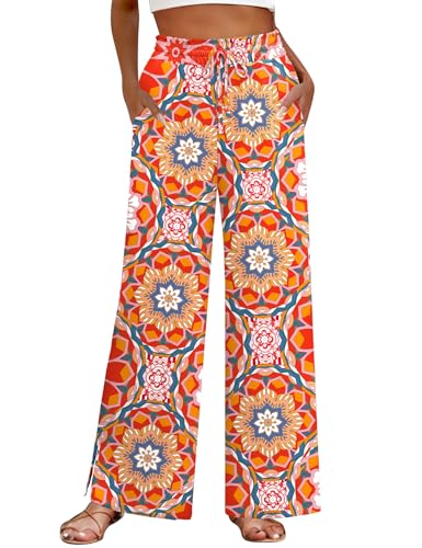 Wide Leg Pants for Women High Waisted Long Palazzo Trousers with Pockets Flowy Casual Beach Pants4