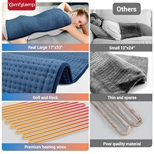 Comfytemp Heating Pad for Back Pain Relief FSA HSA Eligible Extra Large Heating Pad XXL Birthday Gifts for Women Mom Her Wife 17x 33 King Size Electric Heating Pads for Period Cramps Blue