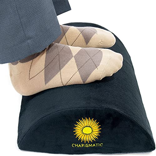 Charismatic Under Desk Footrest Ergonomic Memory Foam Foot Rest Under Desk Foot Stool for Desk at Work Office Footrests Help with Posture, Knee, Back Pain Soft Comfortable Desk Footrests Foot Pillow