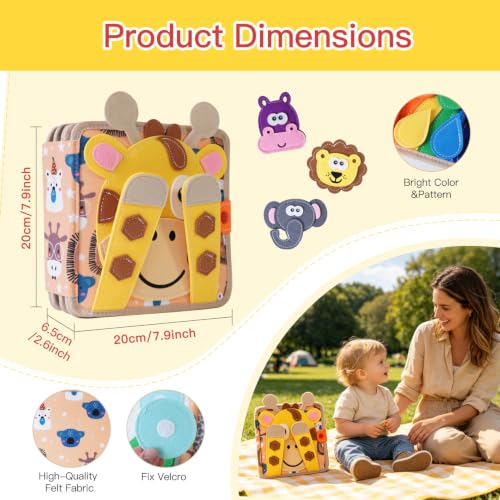 Image of Montessori Busy Book, Suitable for Toddlers Aged 1-3, Felt Sensory Activity Book, Children's Travel Toy, Quiet Book Busy Board, Birthday Gift for Boys and Girls