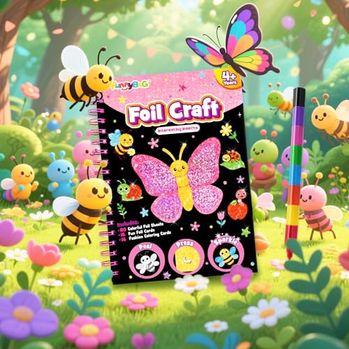 Image of FUNNYB&G Mess-Free Foil Art Craft for Girls Ages 4-10, Kids Birthday Gift