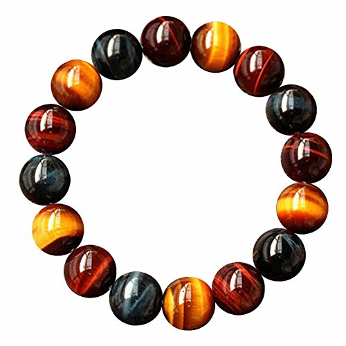 Alpha Bien Etre Fait main France-qualité Extra Bracelet MIXTE - EXTRA LARGE-3 oeils-Tigre - Faucon-Taureau-Qualité Extra - 27 perles 8mm- protection...