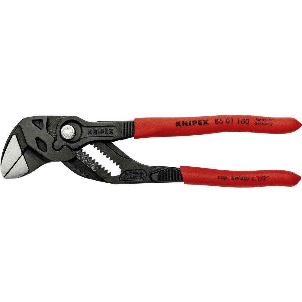 Pliers Wrench pliers and a wrench in a single tool grey atramentized, plastic coated 180 mm 86 01 180