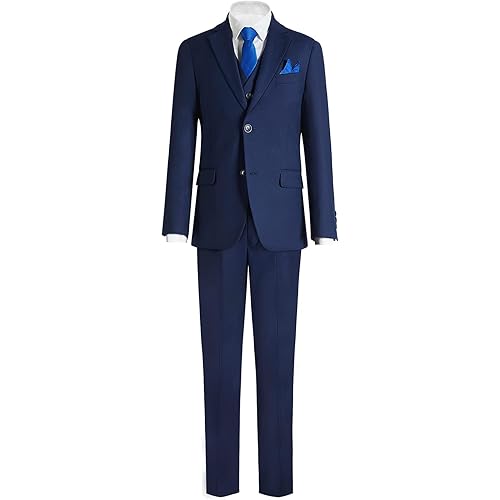 Happy Dolphin Boys Suit Set Modern Fit Kids Suits Adjustable Waist Boys Wedding Outfit for Boy Communion Suits for Boys