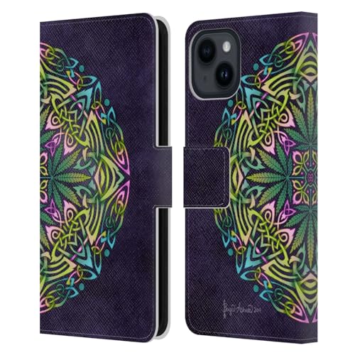 Carcasa celta iPhone 15 con soporte horizontal y ranuras para tarjetas de cuero