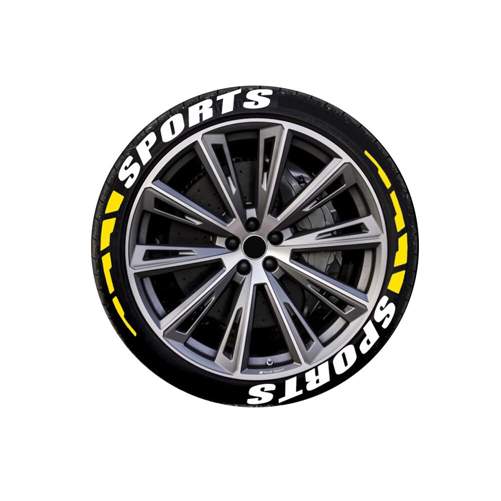 Ikasus 3D Sport Letter Wheel Rim Stripe Decals - 8pc Vinyl Tire Decals For Cars, SUVs & Trucks - Easy DIY Car Exterior Mod
