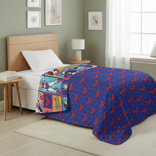 Image of Northwest Warner Bros Wonder Woman Wonder Pop Quilted Throw Blanket, Comfy Throw, Adults Boys Girls, Soft Lightweight Bedding for Bed, or Couch, 60 x 80 inches