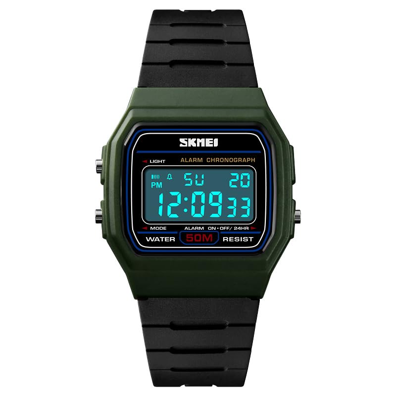SKMEI Men's Military Digital Sports Watches Waterproof Womens Watches with Luminous Alarm Big Face for Outdoor