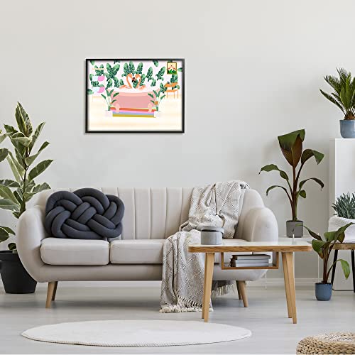 Image of Tropical Pink Flamingo Bubble Bath, 24 x 30 Inch Framed Giclee Print | Stupell Industries | Black, 30 x 24 Inches, Easy to Hang and Sturdy, Made in USA, by Ashley Singleton